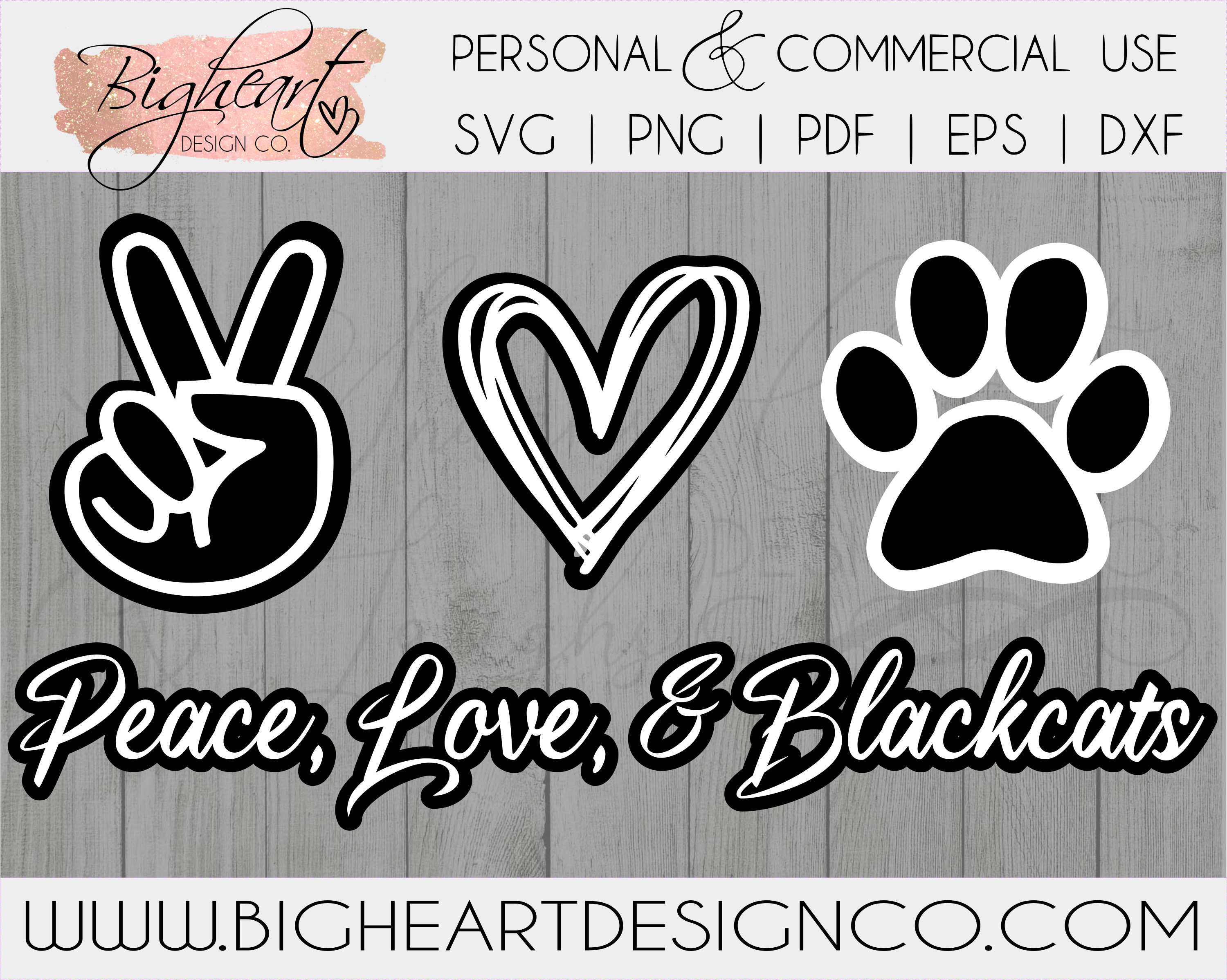Download Peace Love Blackcats Svg Bigheart Design Co