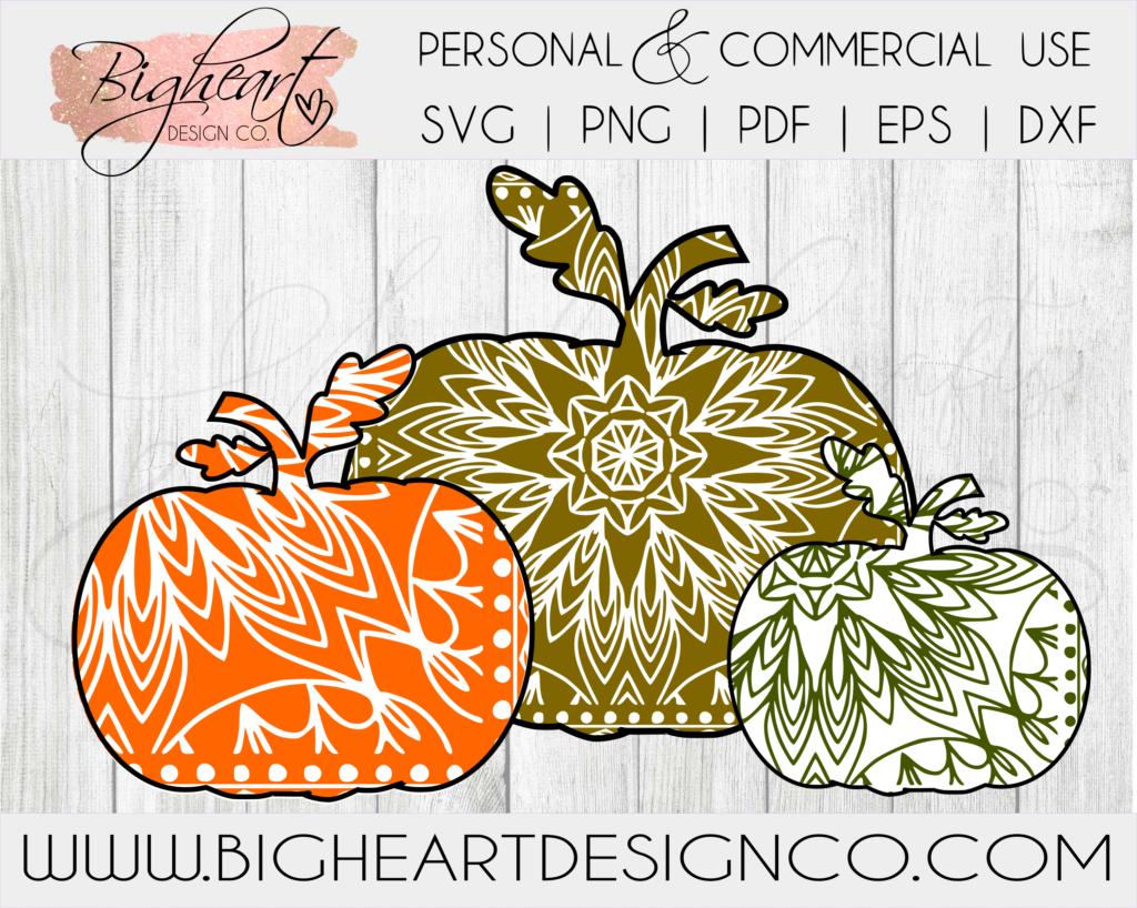 Download Fall Pumpkin Mandalas SVG | Mandala Pumpkins SVG | Autumn Pumpkin SVG - Bigheart Design Co.