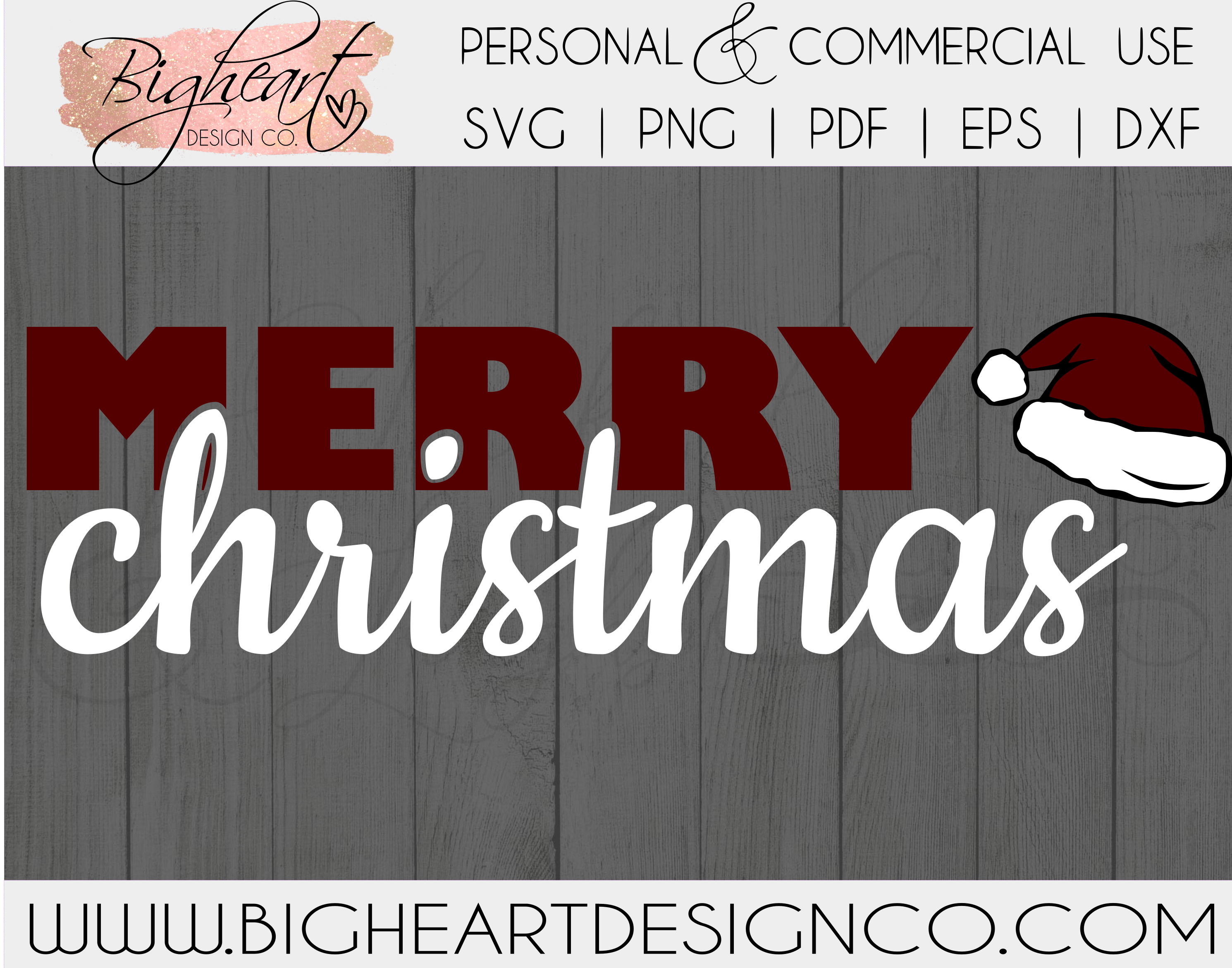 Download Merry Christmas Svg Santa Hat Svg Xmas Svg Bigheart Design Co